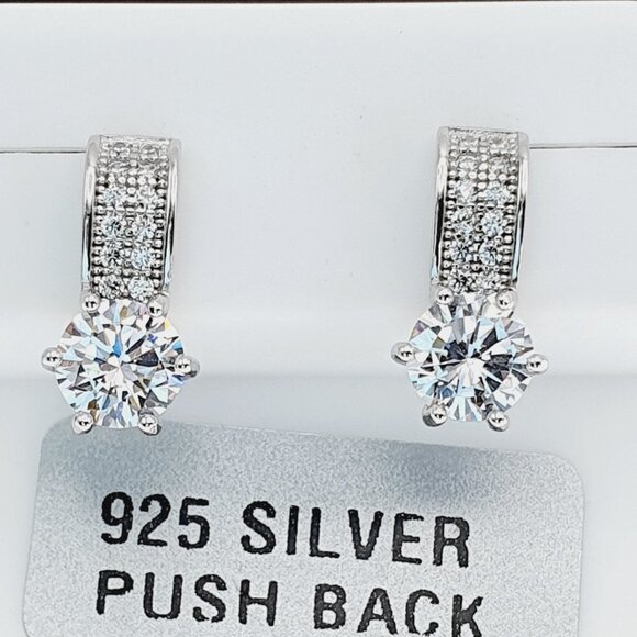 "925 sterling silver luxury CZ earrings for women/girls, Best for gift, RJUS2238 - Picture 3 of 11